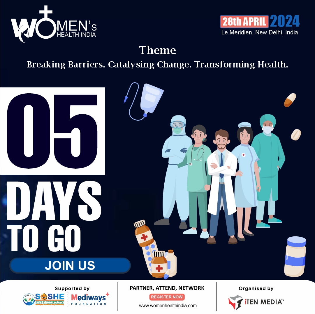 Only 5 days left! Don't miss your chance to be part of Women's Health India (WHI 2024). Secure your spot today and join us for an impactful event!

 📌Register: bit.ly/3NDCOGF 

📌Brochure: bit.ly/3vjTTic 
📌(Sunday) 28 April 24, Le Méridien, New Delhi

#WHI2024