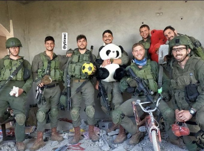 There is something deeply wrong with the Israeli army.

Demented, deranged, sadistic & perverse.

And the worst part? American taxpayers fund these freaks.

The only thing missing from this pic? Red triangles.  🔻