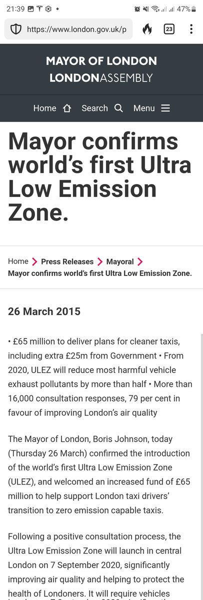 CollierRowMRG's tweet photo. @KeithPrinceAM This is confusing. Isn't ULEZ a Conservative policy, introduced when Johnson was mayor? Even the expansion seems to have been made a contractual obligation forced by Conservatives https://t.co/VN7Dij9BRo
