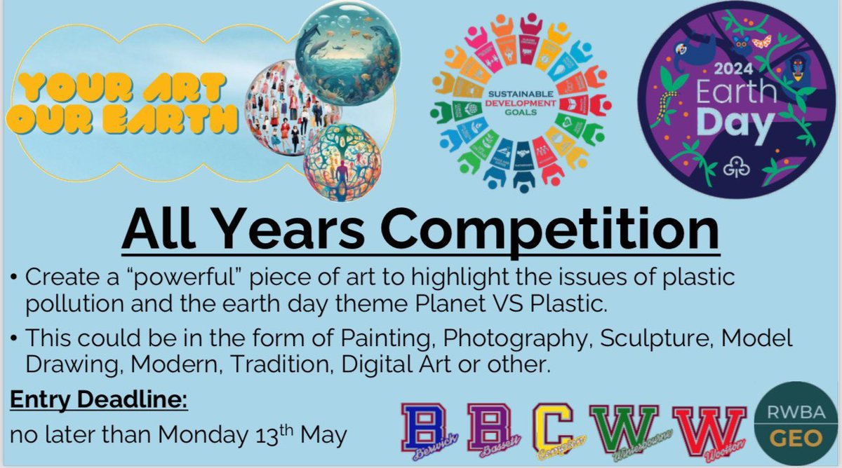 There’s still time to enter the Geography departments house competition for Earth Day. Entries deadline: 13th May. Hand into your geography teacher. @RWBAcademy @RWBA6