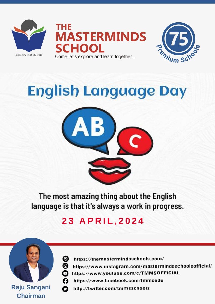ENGLISH LANGUAGE DAY.
#TheMastermindsSchool#BestSchoolilnTelangana#HolisticEducation#Themastermindsschoolofficial.