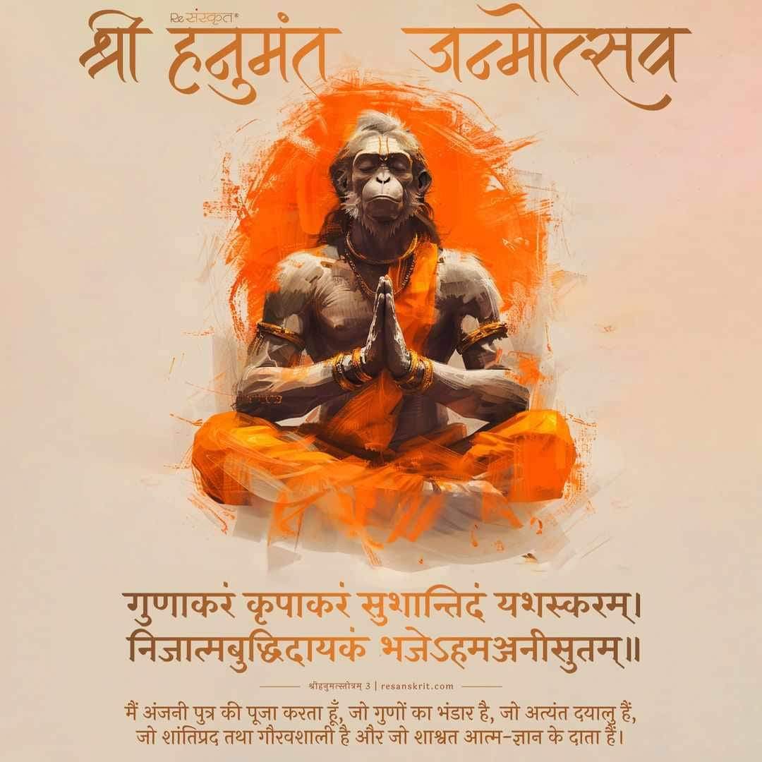 जय श्री राम जय हनुमान..!!
रामं स्कन्दं हनूमन्तं वैनतेयं वृकोदरम् ।
शयने यः स्मरेन्नित्यं दुःस्वप्नस्तस्य नश्यति।।
सर्वाँना हनुमान जन्मोत्सव निमित्त मनःपूर्वक शुभेच्छा 💫🚩

जय श्री राम 🙏🚩
#अयोध्या #जय_श्रीराम #RamMandir #RamMandirPranPratishta #Ayodhya  #rammandir