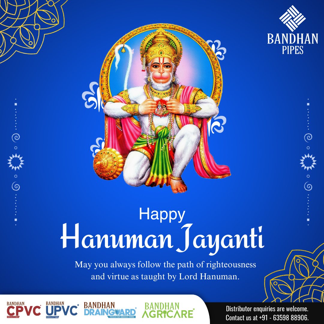 Happy Hanuman Jayanti! . . #hanuman #hanumanjayanti #lordhanuman #bandhanpipes #drainguard #SochoBandhanPipes #pipes #plumbing #pvc #pvcpipes #industry #cpvc #upvc #swr #waterpipes #water