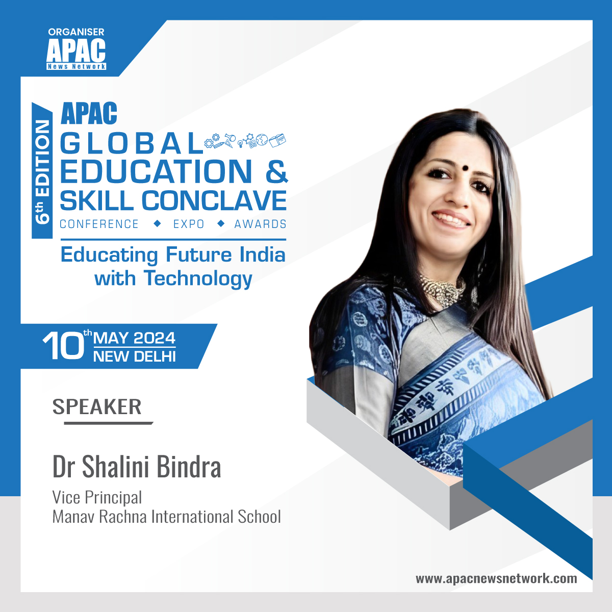 We are ecstatic to announce Dr Shalini Bindra, Vice Principal, @MrisEdu Faridabad as our Speaker. Do visit us for more information - apacnewsnetwork.com/gesc/6th-editi… #GESC2024 #APACEducation #APACSkill #APAC6thGESC #APACHE #APACSkill #APACSchoolEducation #HigherEducation #NEP