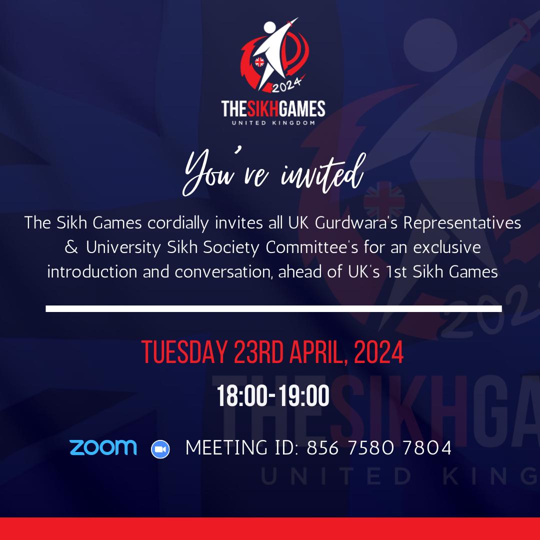 * SIKH GAMES- VENUE ANNOUNCED * The venue for the first ever UK Sikh Games has been announced...and it is @lborouniversity! Join an open meeting tonight (23rd April) to learn more about the event taking place this summer, bringing together Sikhs through sport (details in pics).