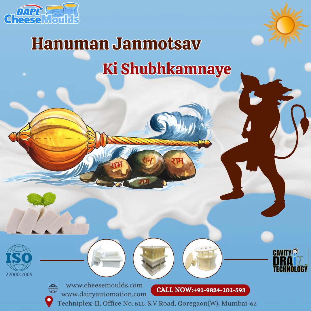 🙏 Happy Hanuman Janmotsav 🙏
May Lord Hanuman Bless you with great wisdom and strength to succeed..✨🙏🚩
.
.
.

#hanumanjanmotsav2024 #hanumanjayanti #hanumanjanmotsav #hanumanjayanti  #stayhealthy #cheese #DAPL #cheese #paneermould #paneermoulds  #cheesemoulds #cheesemold