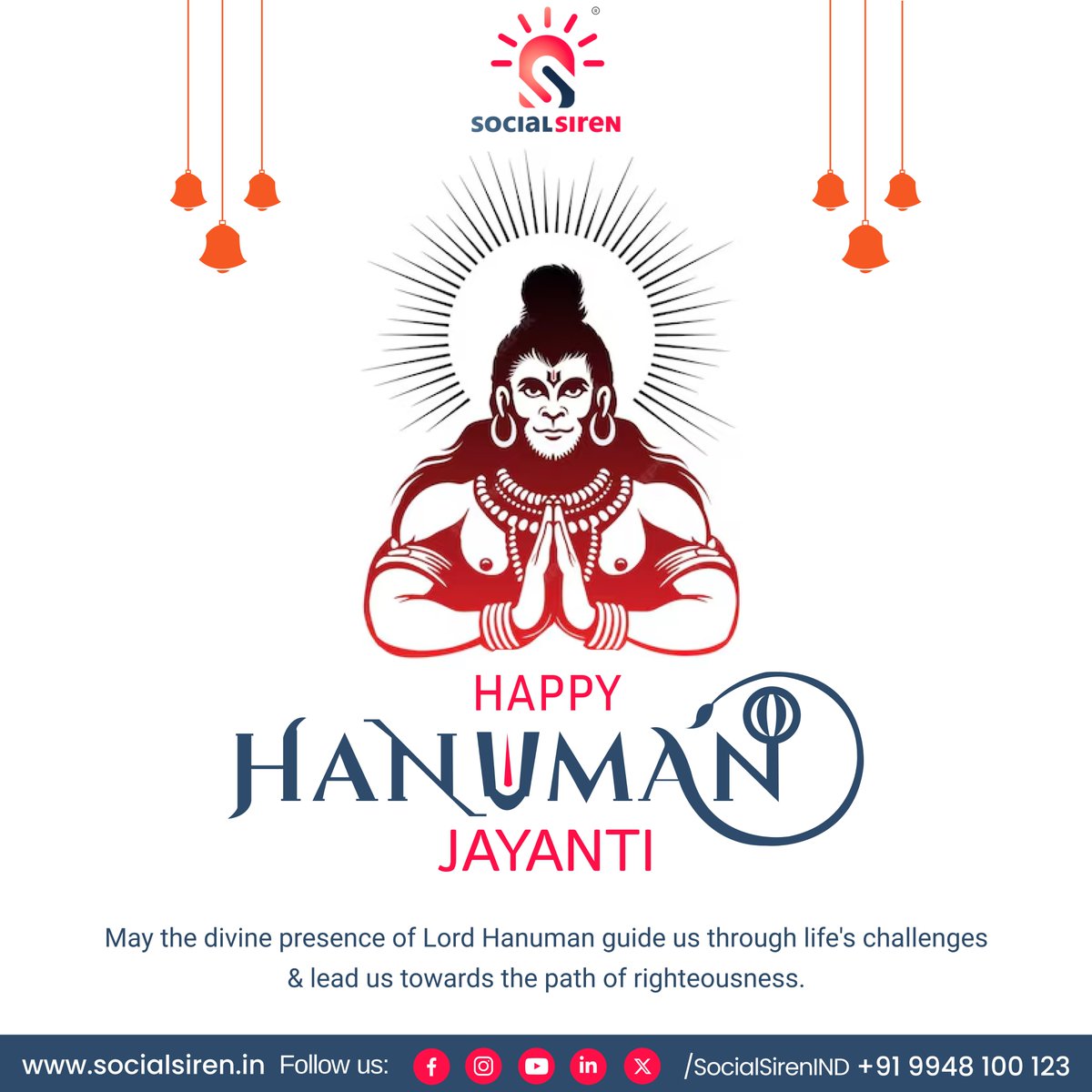 SocialSirenIND's tweet photo. May the divine presence of #LordHanuman guide us through life's challenges &amp; lead us toward the path of righteousness. #JaiHanuman!

#HanumanJayanti #ॐ_हं_हनुमंते_नमः #जय_हनुमान #हनुमान_जन्मोत्सव #HanumanJayanti2024 #HanumanJanmotsav

#SocialSiren #DigitalMarketing #Branding https://t.co/kQ9EBqmhDY