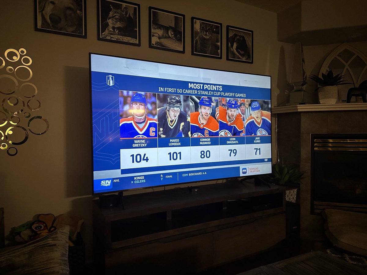 Four ⁦<a href="/EdmontonOilers/">Edmonton Oilers</a>⁩ in the top 5. Most points in their first 50 playoff games. #nhl #cuprun