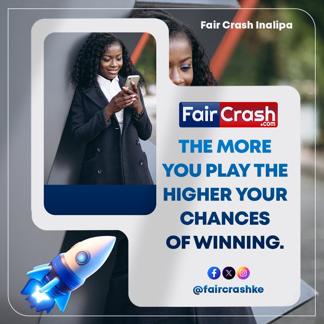 The more you play, the higher your chances of winning!! Wekelea bet yako ya KES 50 BOB and multiply your stake up to x5000. Register today on faircrash.com Fair Crash inalipa🔥