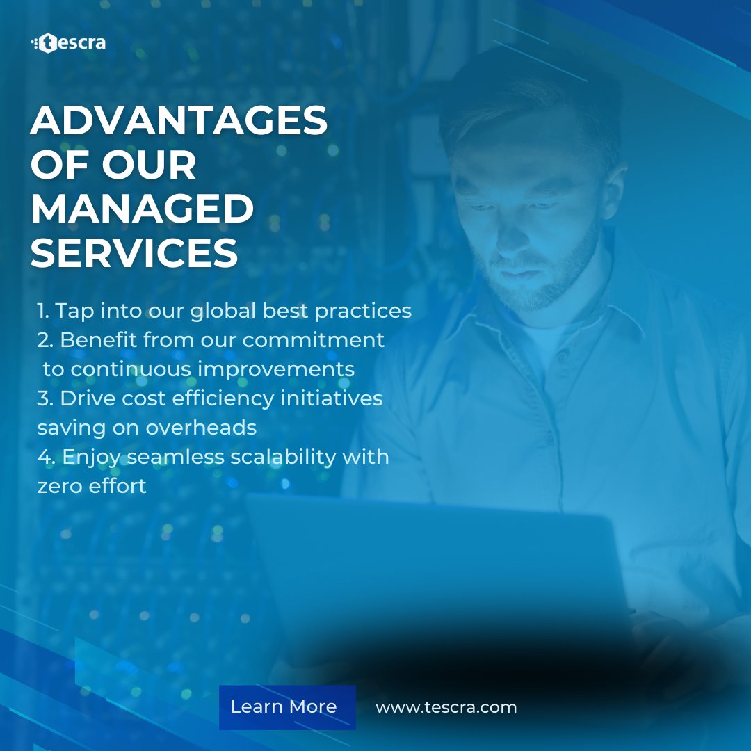 Discover Tescra's comprehensive managed IT services, designed to optimize your operations, enhance security, and drive business growth. 

#tescra #software #managedservices #manageditservices #bestpractices #costefficiency #scalability