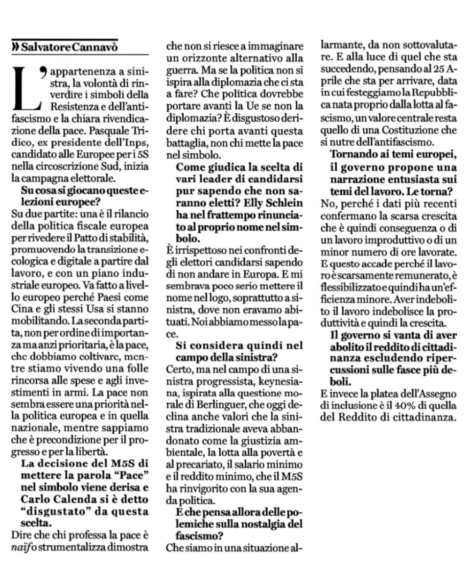 PTridico's tweet photo. Se la politica non si ispira alla diplomazia che ci sta a fare? Che politica dovrebbe portare avanti la Ue se non la diplomazia. Il sogno dei padri fondatori dell'UE era la #pace come condizione per il progresso e il benessere. La mia intervista a @fattoquotidiano https://t.co/Up386tKnvf