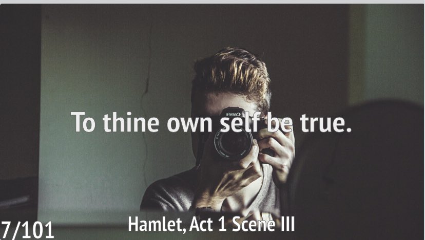 @FloraSCooper @EmmaKilbey @kristinabill Today is day 7 and the quote, coincidentally, is from Hamlet. I’m looking forward to joining you on Friday for the ‘check out’ sessions and to begin to work with your year 6’s on the ‘to be’ speech from Hamlet. #LessonsFromHamlet #TheatreOfPeace @cperguk @oracy