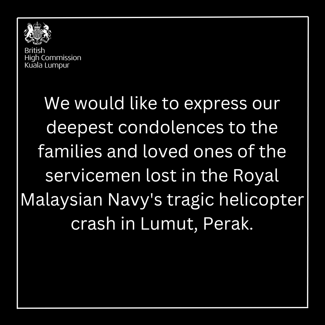 We would like to express our deepest #condolences to the families and loved ones of the servicemen lost in the Royal Malaysian Navy's tragic helicopter crash in Lumut, Perak.