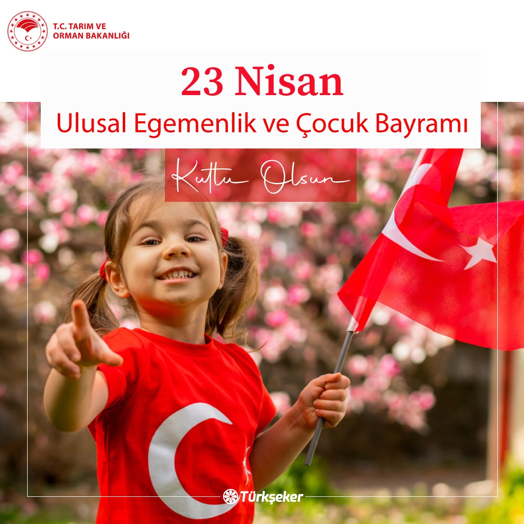 Türkiye Büyük Millet Meclisi’nin açılışının 104. yılına ulaşmanın gururunu yaşıyor; bütün dünya çocuklarının; ‘’23 Nisan Ulusal Egemenlik ve Çocuk Bayramı‘’nı kutluyoruz. 🇹🇷 #23Nisan #Türkşeker