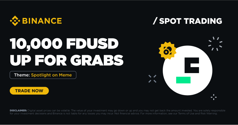 binance's tweet photo. #Binance Spot is launching a new memecoin promotion!

Trade memecoins on Spot and claim your share of 10,000 $FDUSD in token vouchers.

Get started ➡️ https://t.co/6i1ryBeiUn https://t.co/t0dJV60bI9