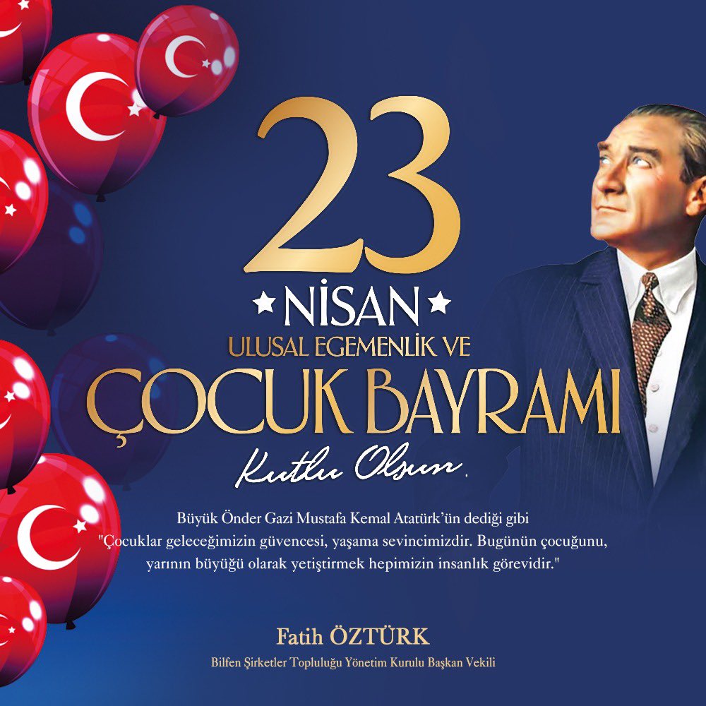 Büyük Önder Gazi Mustafa Kemal Atatürk’ ün geleceğimizin güvencesi çocuklarımıza armağan ettiği #23NisanUlusalEgemenlikVeÇocukBayramı mız kutlu olsun. 🇹🇷