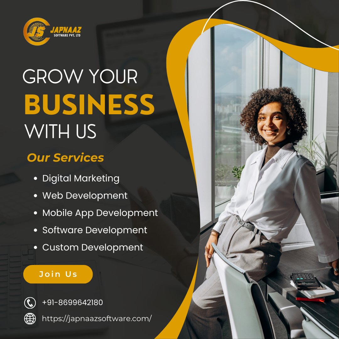 Transform ambitions into achievements with Japnaaz Software!
#BusinessGrowth #JapnaazPartnership
#GrowYourBusiness #DigitalMarketingServices #BrandingDesign #BusinessDevelopment #SuccessJourney #CreativeSolutions #MarketingExperts #DevelopmentGoals #JapnaazInnovation