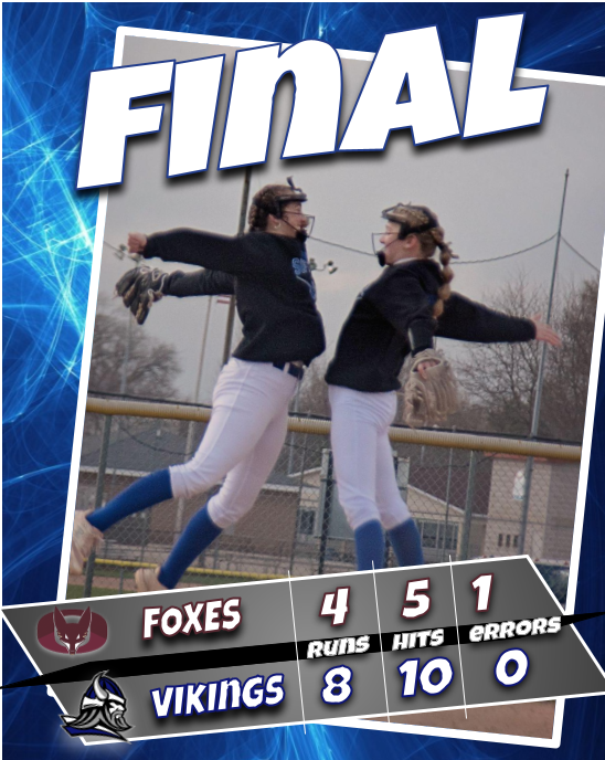 Final 🥎 Omro 4 | WLA 8

A clean defensive game equals a win for the Vikes over the Foxes tonight...  Senior Averie Suprenand got the W in circle scattering 5 hits and led the offense with 3 hits, 3 RBI's &amp; 2 runs scored.. Senior Leah Matthias had 2 hits as well.  GO VIKINGS!