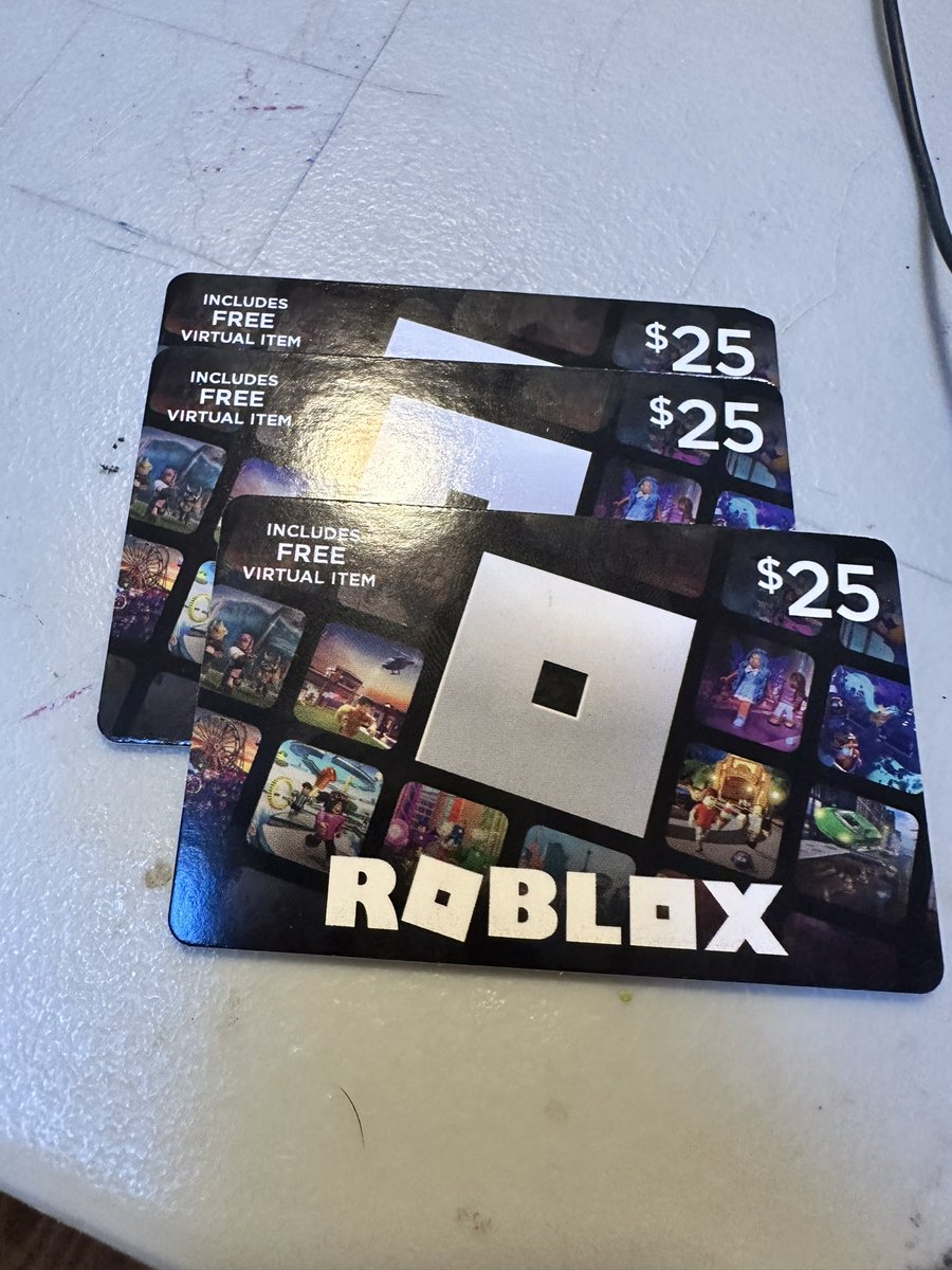 If I get to 100 followers I will give away these 3 25$ Roblox gift cards