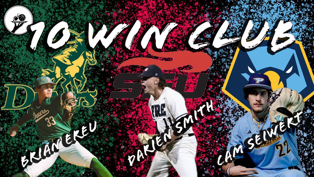 🚨HERE ARE YOUR 10 WIN CLUB PITCHERS🚨

<a href="/EreuBrian/">Brian Ereu</a> of <a href="/DroverAthletics/">USAO Drover Athletics</a> 

<a href="/DarienSmith121/">Darien Smith</a> of <a href="/SEUFireBaseball/">Southeastern Baseball</a> 

@cam_seiwert22 of <a href="/PointSkyhawks/">Point Skyhawks</a> 

Impressive feat boys! Congrats!