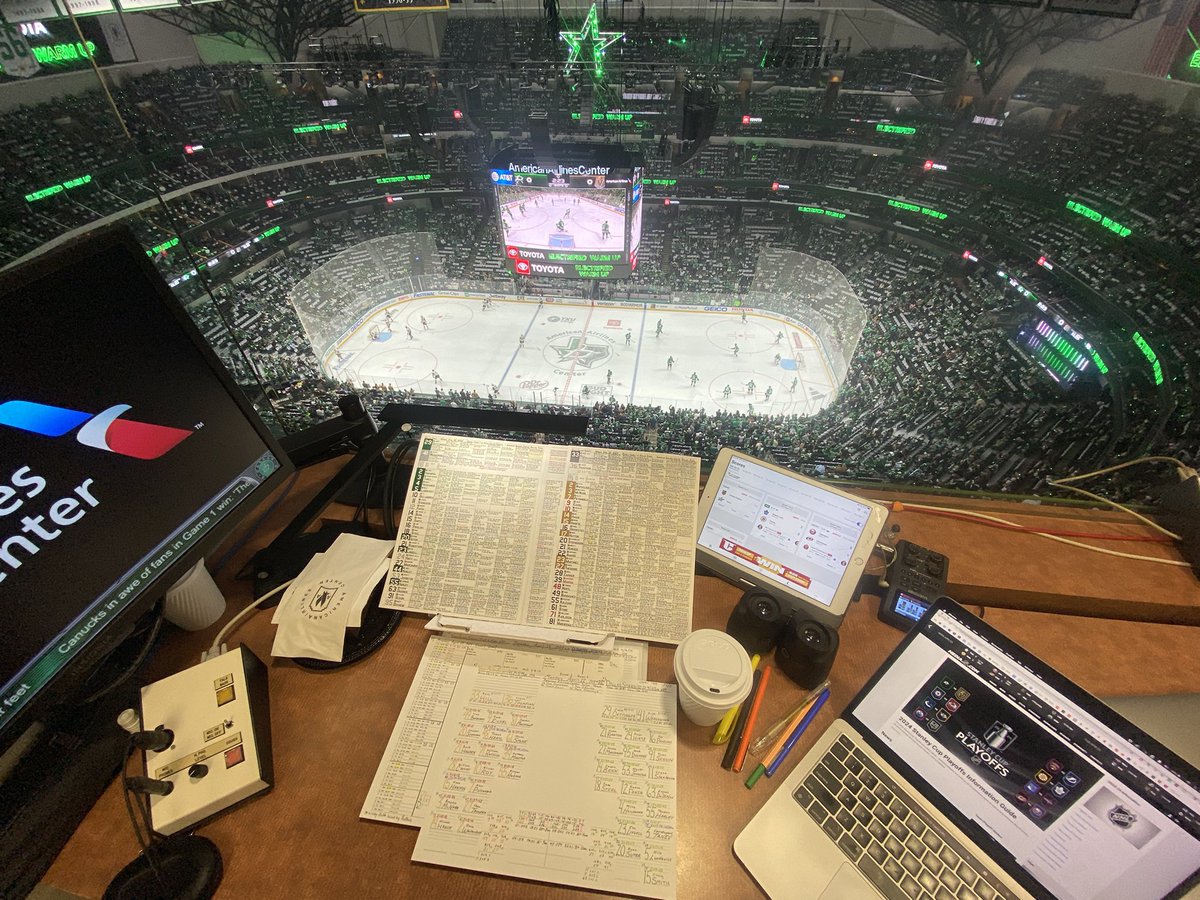 From high above rinkside — Round 1, Game 1 in Dallas. It’s the third time the Knights and Stars will play a postseason series. Dallas won in 2020, Vegas in 2023. Join me and @garylawless on @FoxSportsLV 98.9 FM / 1340 AM and @tunein, tun.in/sesde 📻