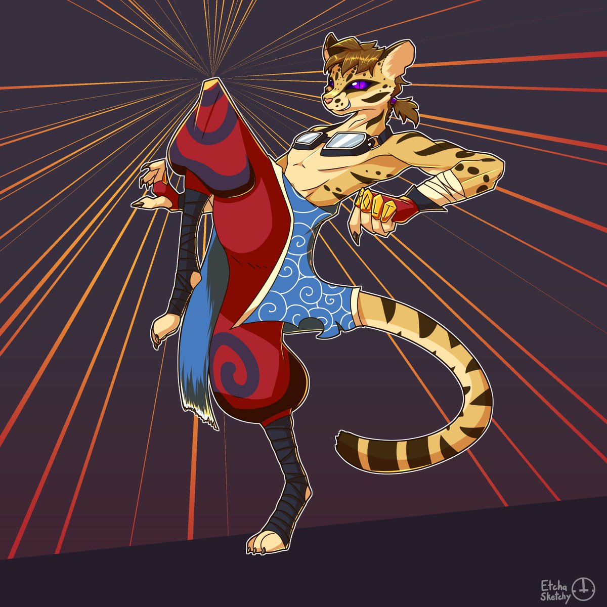 Commission for <a href="/Karththekobold/">Karth the Kobold</a> of their catfolk monk Kolt!