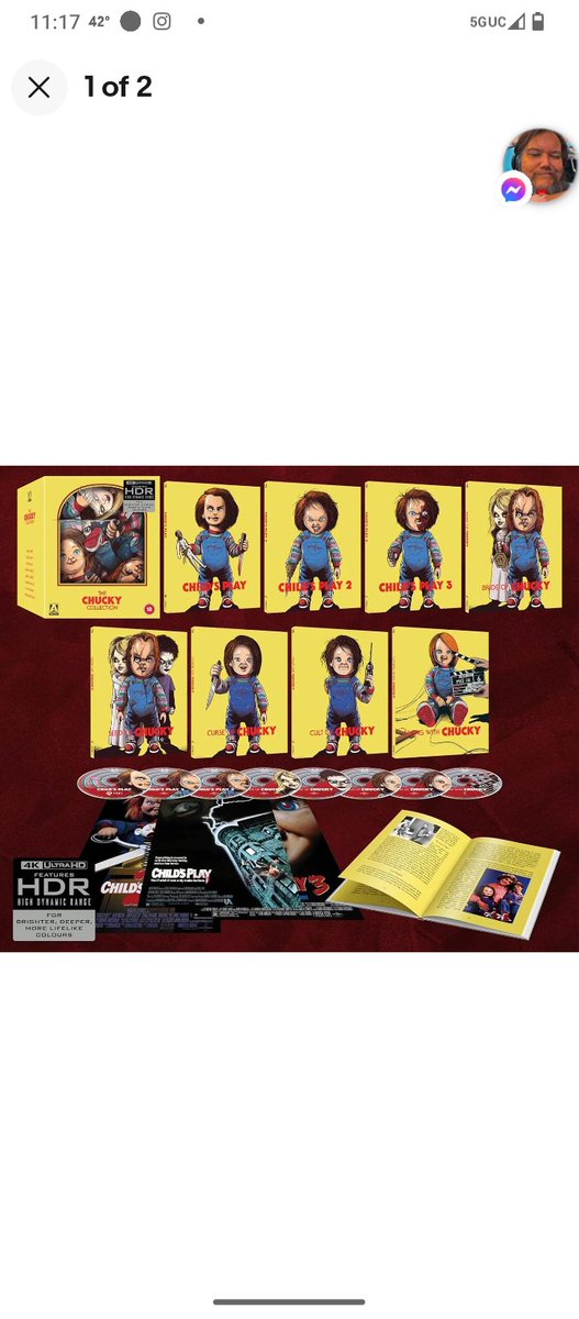 I recently picked this up and have been. Watching them in order. The picture quality is amazing and each movie is loaded with good bts content. I also really like the packaging. Highly recommend 
#childsplay
#chucky 
#arrowvideo