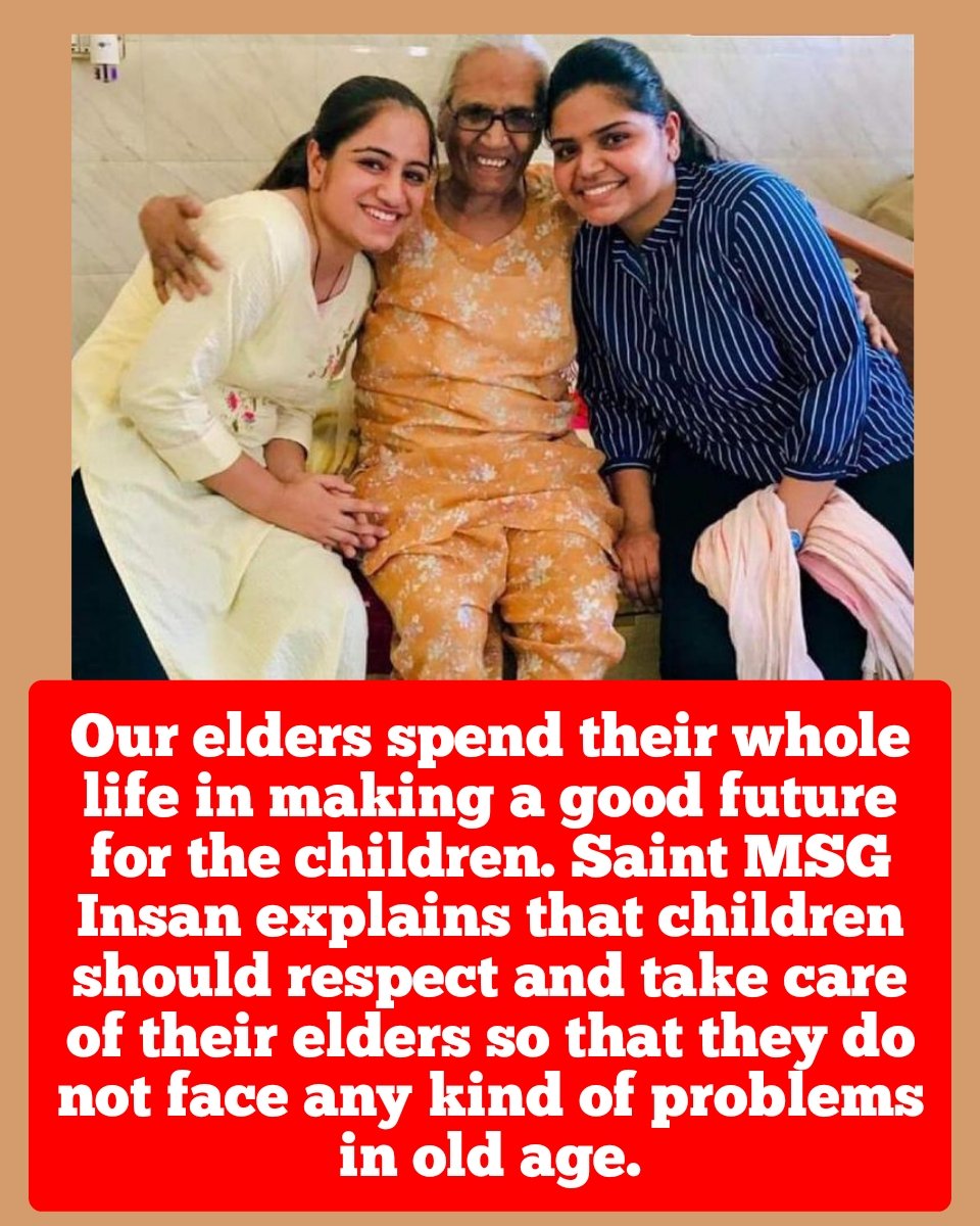 Saint MSG Insan started the CARE campaign to protect the values of joint family. Inspired by him, people spend one day a week with senior citizens in old age homes and try to boost their self-esteem by making them feel special through unconditional love and care . ♥️
#ElderlyCare
