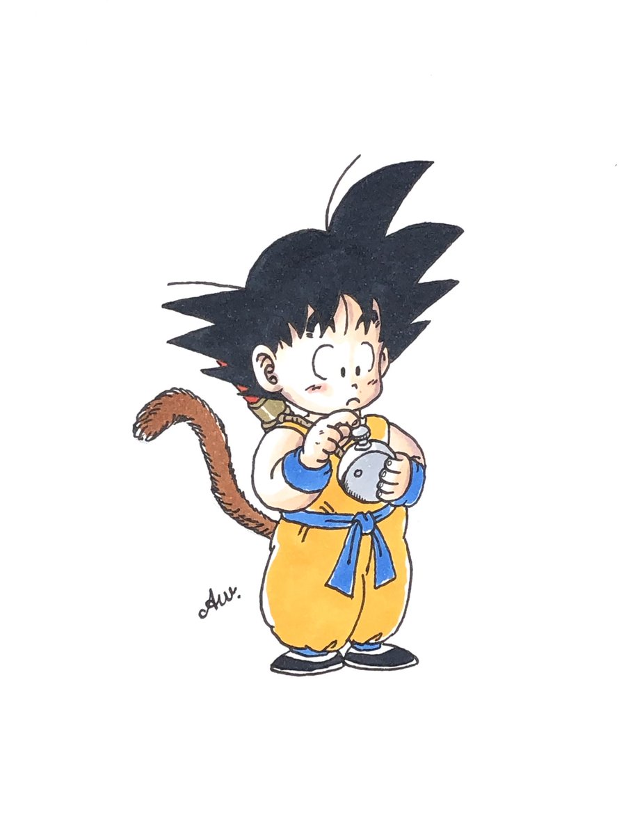 son goku solo looking at viewer simple background black hair white background 1boy holding  illustration images