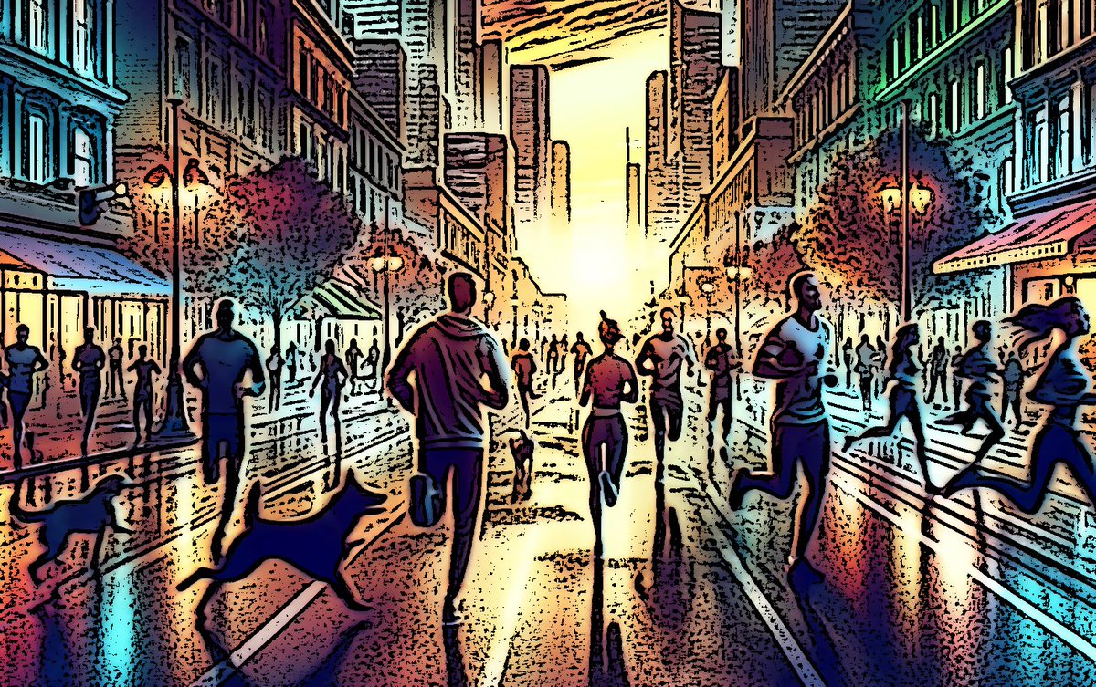 kosiew's tweet photo. Dawn ignites the streets,
Eager steps in morning light—
City pulses, alive.

#Enthusiasm #haiku #poetrylovers https://t.co/rpZ56AJS0T