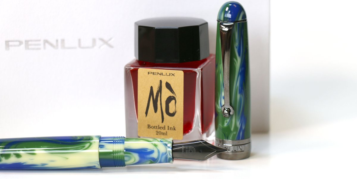 PenChalet's tweet photo. Penlux LE Green Earth Masterpiece Delgado fountain pens are inspired by nature and crafted to perfection. These luxury pens capture the essence of the earth's oceans, forests, &amp; the beautiful purity of our air. Watch the unboxing to learn more: https://t.co/fcBNALzVDj @penluxco https://t.co/rhngeDDAJa