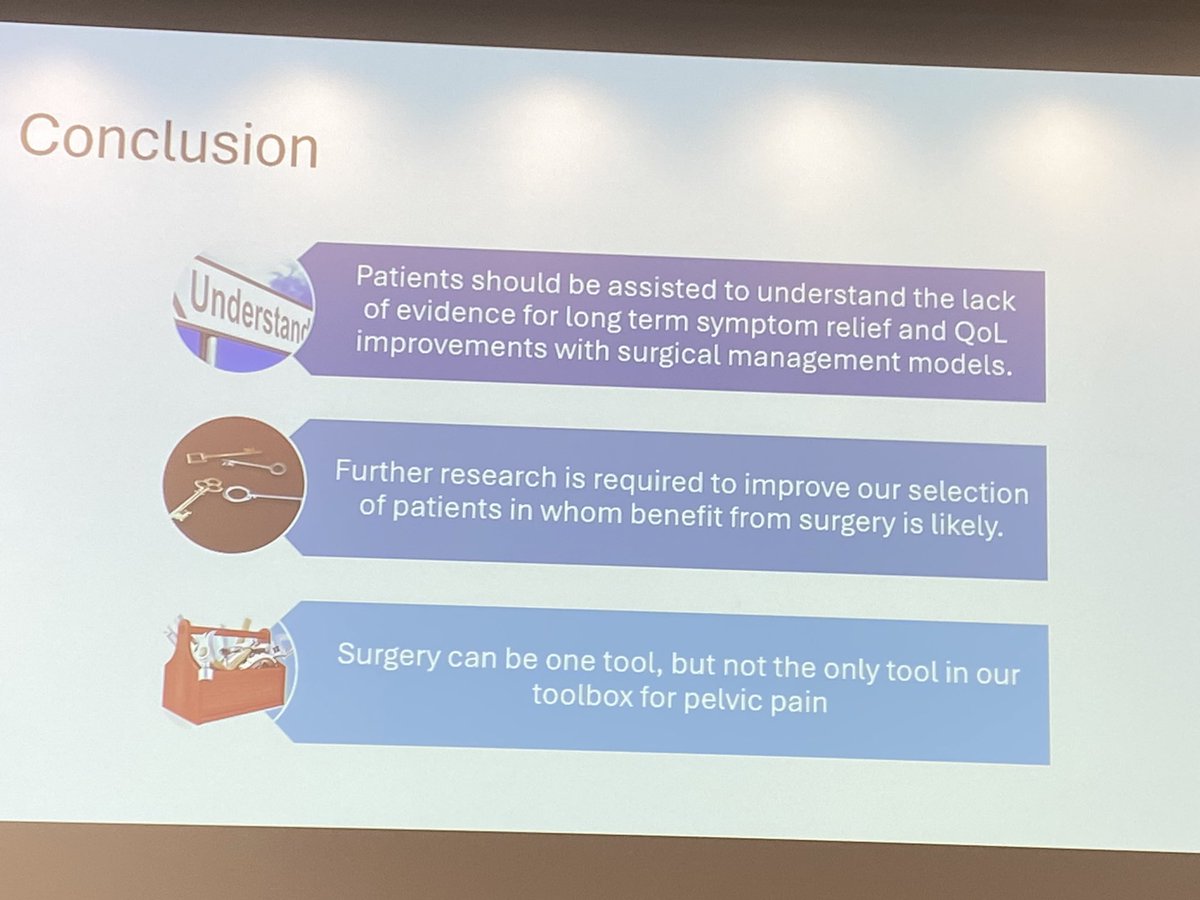 MarillaDruitt's tweet photo. #AusPainSoc Dr Sam Mooney on #persistentpelvicpain
QOL not different with or without surgical management https://t.co/fITtDEzUOM