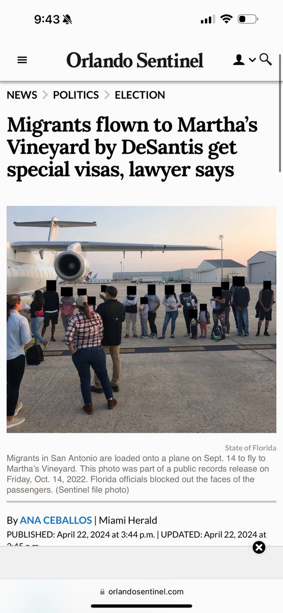 “Some of the 49 migrants flown to Martha’s Vineyard by Gov. Ron DeSantis’ administration are now able to work legally in the United States and have temporary protections from deportation because they are considered victims of a potential crime, their attorney says.” 1/2