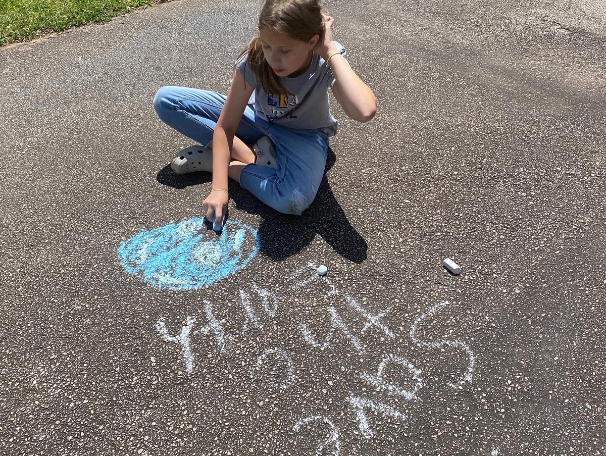 riverbendes's tweet photo. Our third, fourth, and fifth grade classes each celebrated #earthday by cleaning up our playground and classroom garden and by creating chalk messages to remind everyone to protect the Earth today and for generations to come. #riverbendrocks https://t.co/0JmJ7yOZIR