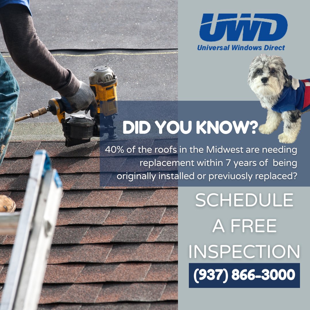 uwddayton's tweet photo. Say goodbye to repeated roof replacements and hello to peace of mind!

Get a Free No Obligation Estimate and Inspection today to ensure your roof is in top shape! Call us now and take advantage of Bowie's 15% OFF Full Roof Replacements promo! 

#UniversalMonday #Roofing #UWD https://t.co/YR3rZCRYAc