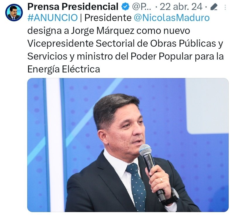 El Presidente Nicolás Maduro designa nuevo ministro para la Energía Eléctrica