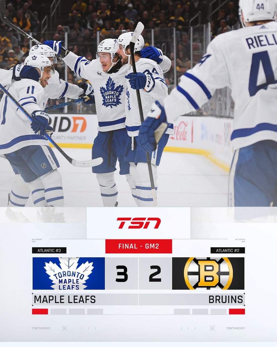 The Maple Leafs take Game 2 and even out the series vs. the Bruins!🍁 #StanleyCup