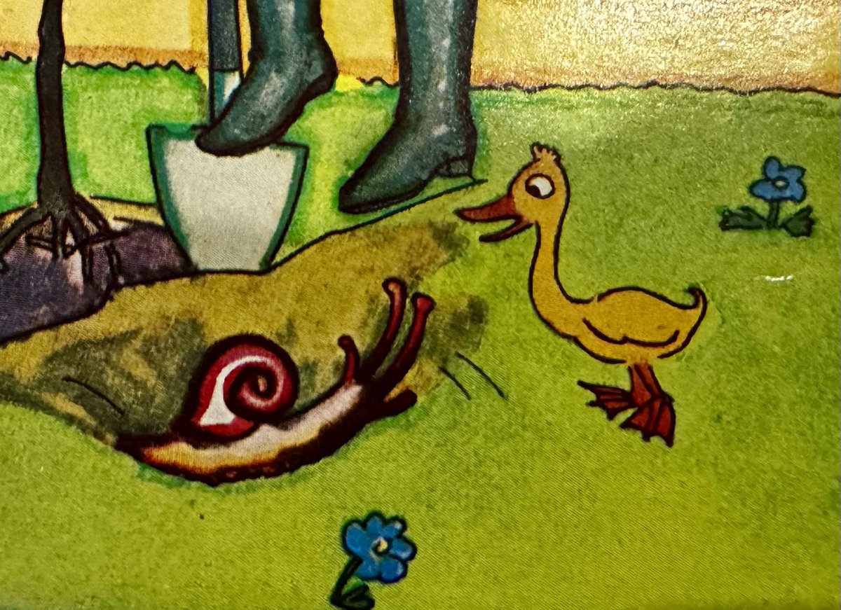 evan_mather's tweet photo. This duck is super freaked out that the snail’s shell is backwards. https://t.co/LsgkXvXDJE