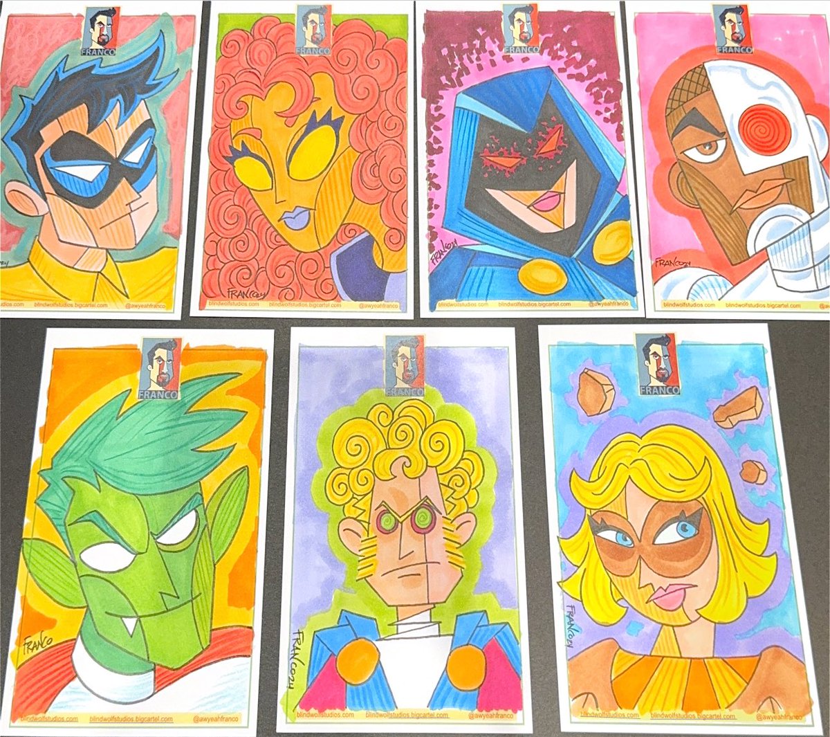 I will have new sketch cards this weekend at C2E2! A whole bunch of them- like these Teen Titans ones! Table Z-09 in artist alley!