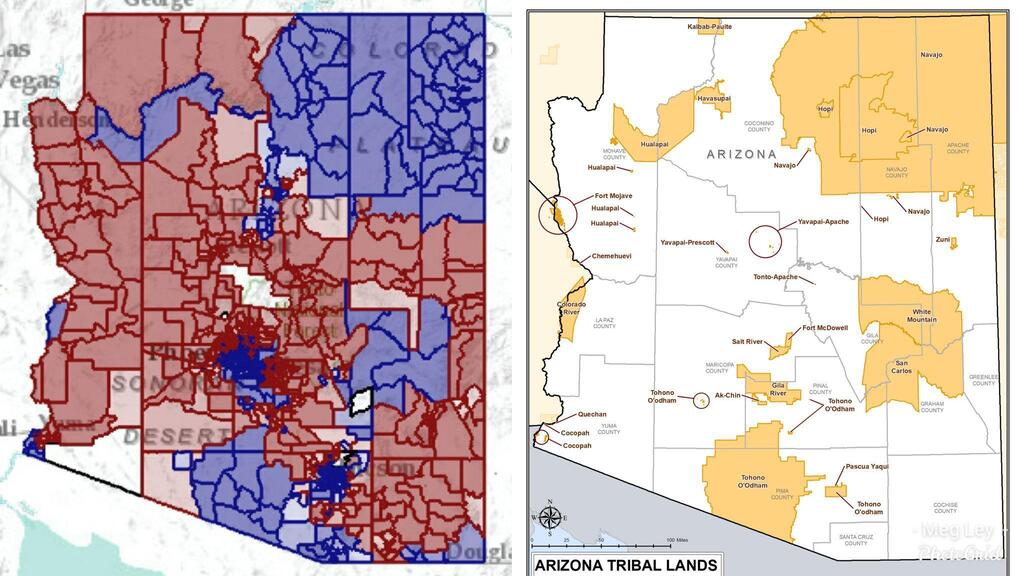 Arizona voting precincts and Arizona Native American reservations. Source: ift.tt/3ZHjWpB #maps