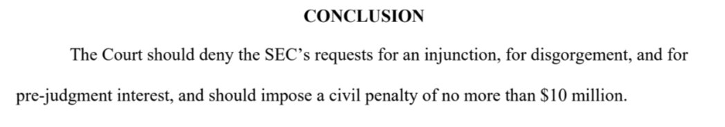 #XRP #XRPCommunity Ripple is seeking to pay no more than a total of $10 million in civil penalties for its institutional sales. A far cry from the $2 billion the SEC is seeking in penalties and disgorgement. 👇