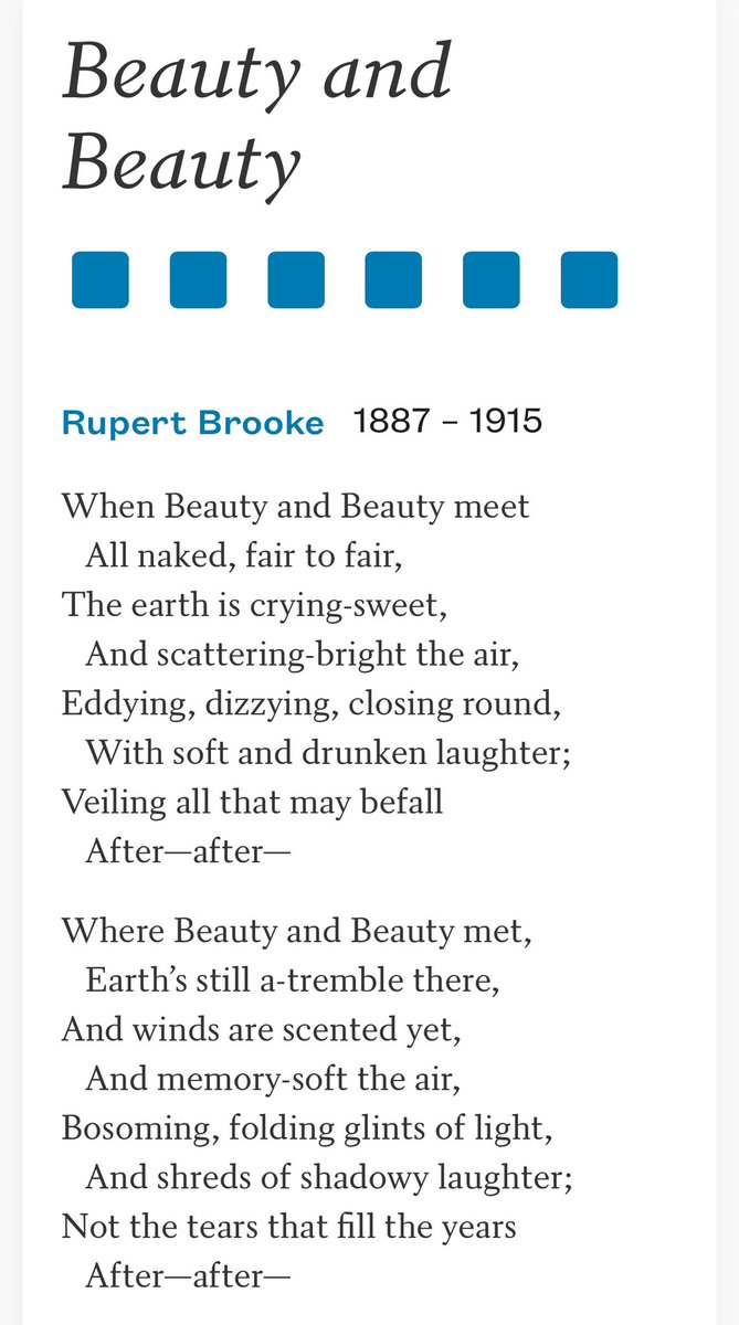 #PoetryIsForLife Year 4, Day 22:  “Beauty and Beauty” by Rupert Brooke