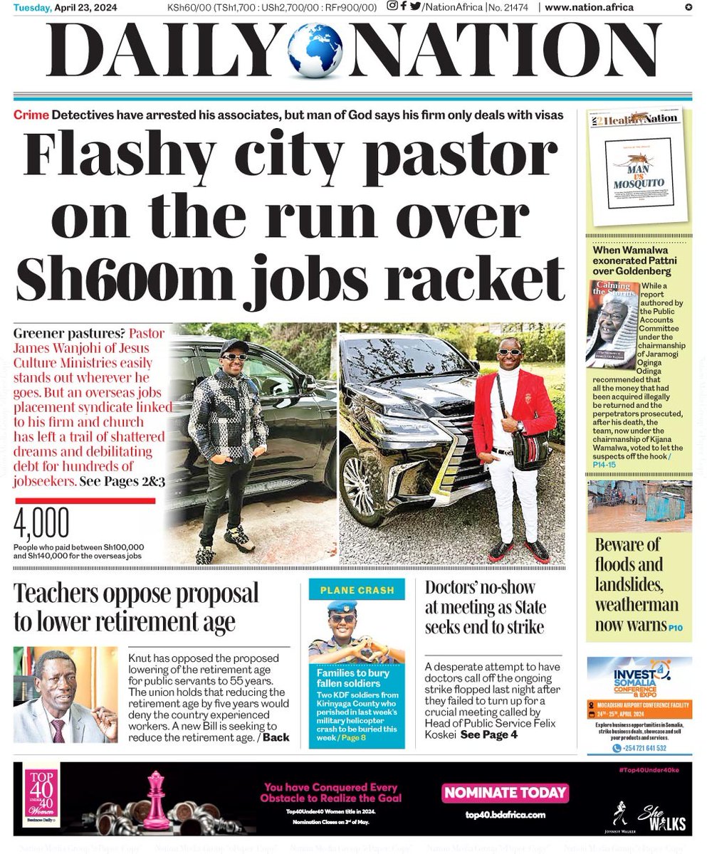 Flashy city pastor on the run over Sh600m jobs racket epaper.nation.africa