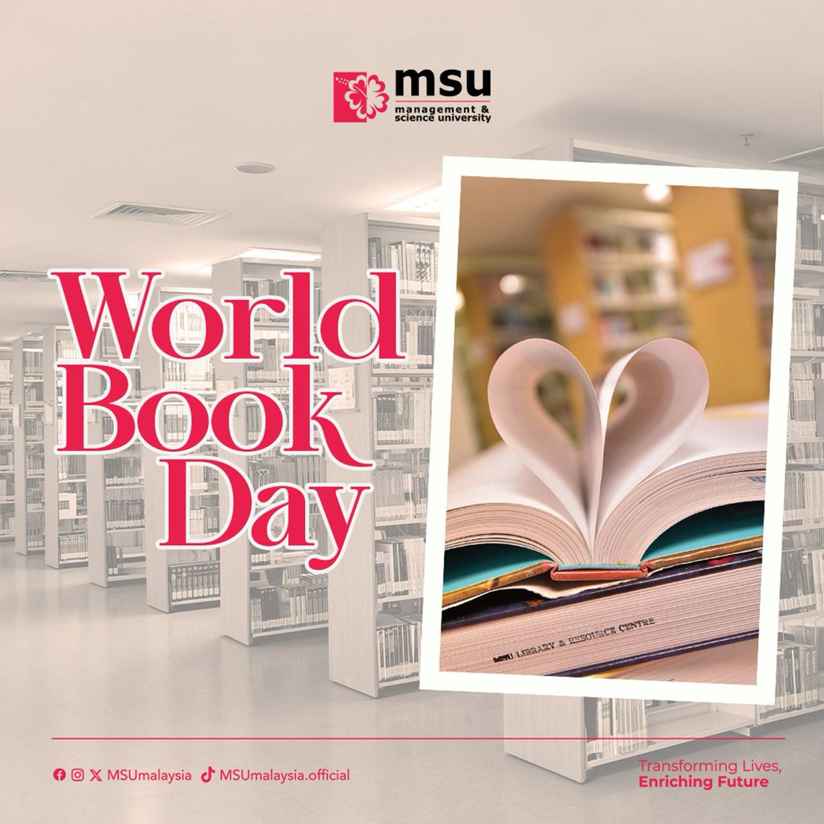 A 20-minute reading session a day completes 1.8 million new words a year. Visit the #MSUmalaysia library today to add them to your list. #WorldBookDay #BookLovers