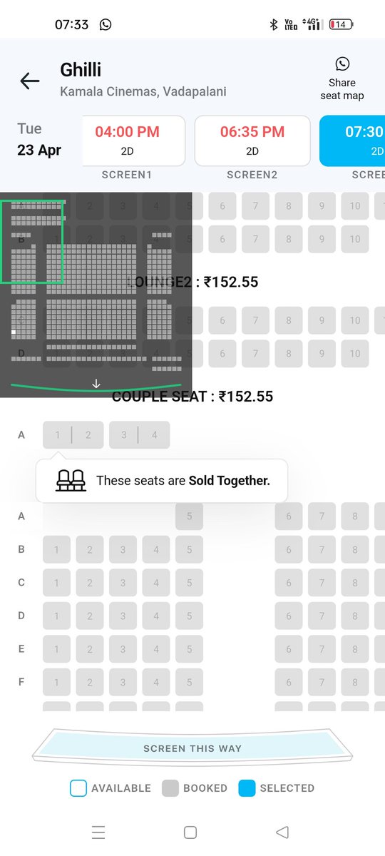 mithunraman's tweet photo. #Ghilli Tuesday (Day 4) working day Advance booking 🙏🔥

Kamala 8/8 shows SOLD OUT💥

Holy cow! #ThalapathyVijay𓃵 https://t.co/0uIEOnBG4C