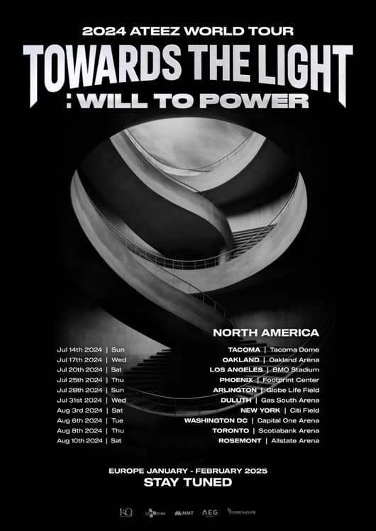 .@ATEEZofficial unveiled specific dates and details for its world tour, 'TOWARDS THE LIGHT: WILL TO POWER,' in North America. Starting in Tacoma, #ATEEZ will also visit Los Angeles, New York, Toronto, and more. Additionally, the boy group confirmed a European tour.💘