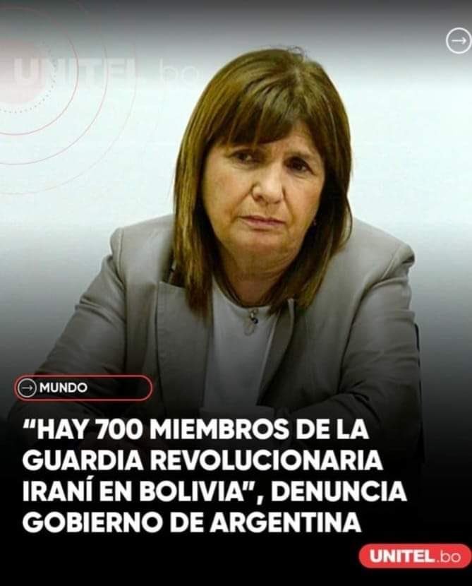 Ministra <a href="/PatoBullrich/">Patricia Bullrich</a>: El régimen comunista de #Bolivia, de Evo y Arce, es un escondite de iraníes. Desde 2012 denuncié ante el Parlamento israelí Kneset sobre ésta situación.