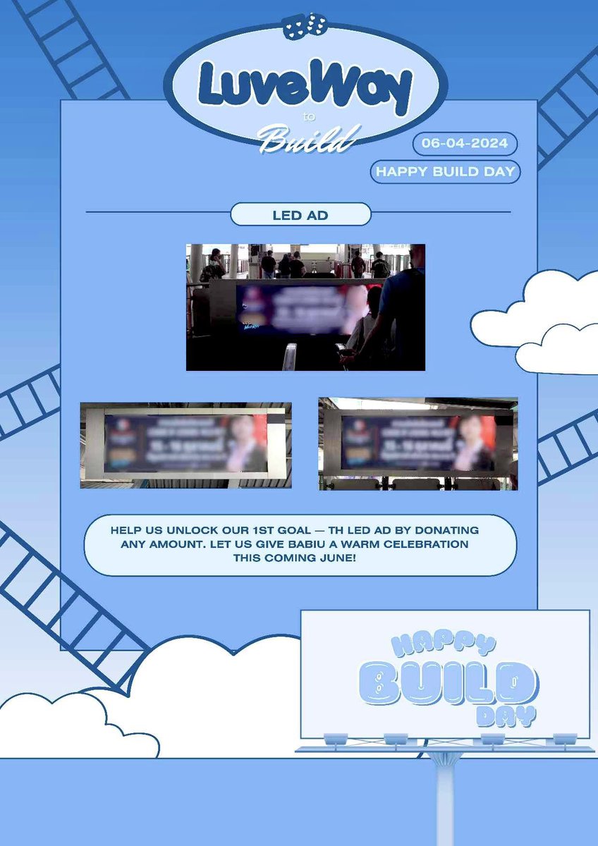 🎲 Good morning, luves! Our donation drive for Biu’s 30th Birthday is still open and thriving. 💙 Help us reach our 1st goal to make “JUNE 2024 FULL OF BIU” 📺 Terminal E-Posters LED at Thailand stations 📥 tinyurl.com/luvewaytobuild #LuveWayToBuild #BuildJakapan #Beyourluve
