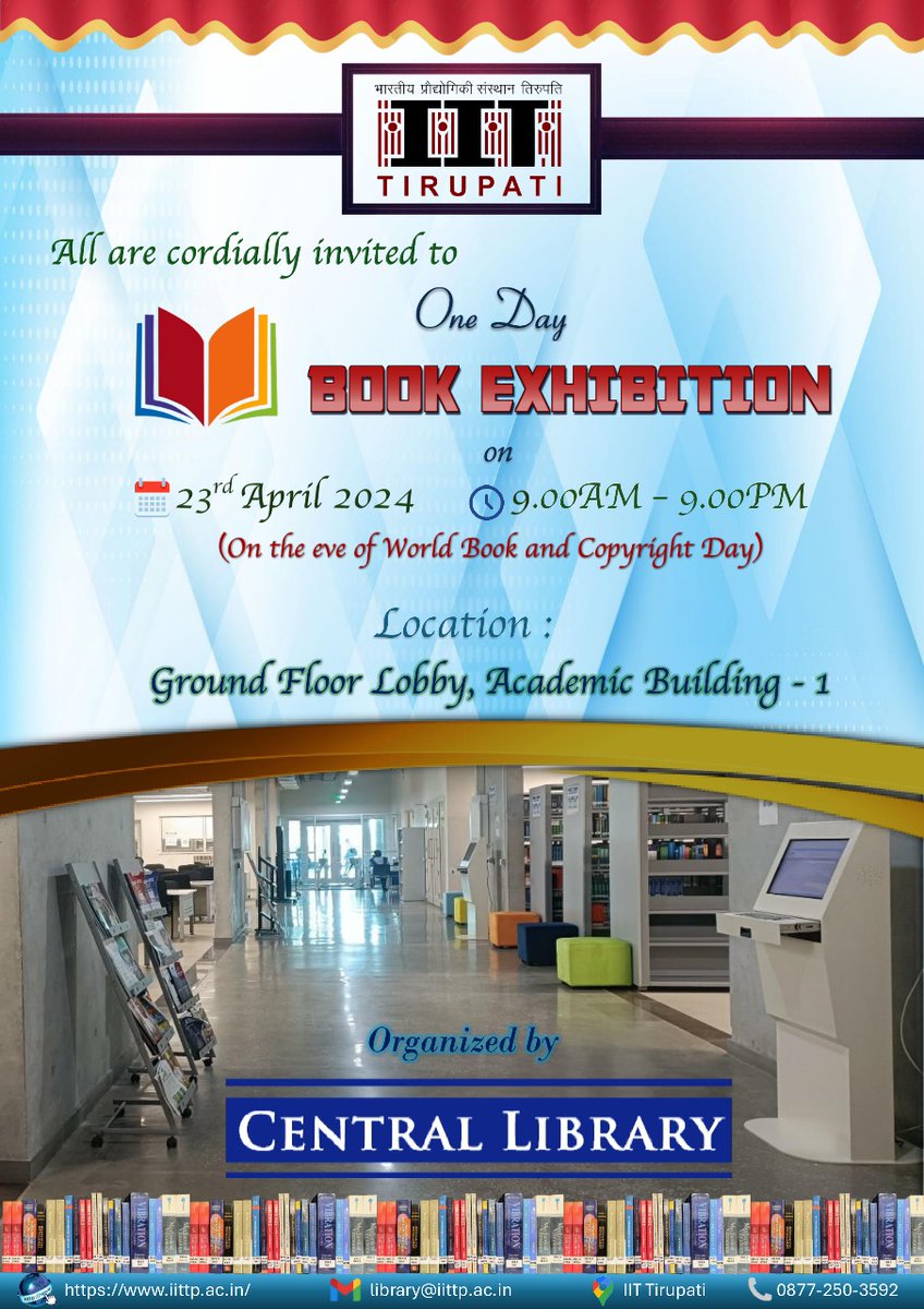 Book Exhibition @iit_tirupati on 23 April 2024. All are cordially invited. @EduMinOfIndia