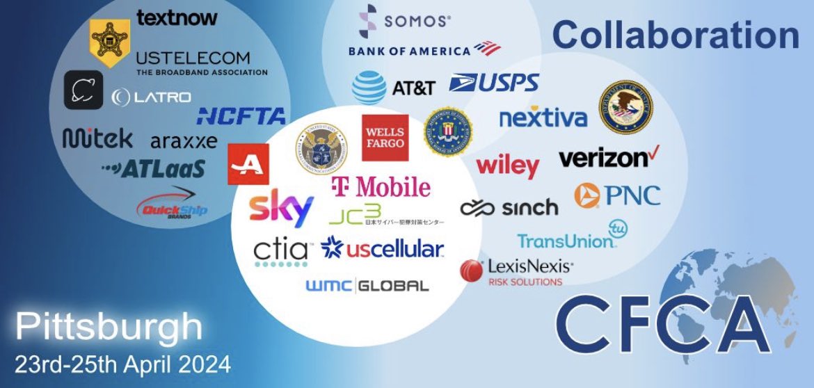 CFCAFraud's tweet photo. We have an amazing lineup for our Spring Educational Event including professionals and subject matter experts.
These organizations & businesses are coming together to fight the threat of fraud. Great cross-industry collaboration!
#FightFraud #GoToKnow #Disruption24 #CyberCrime https://t.co/32EGqZ9r8E